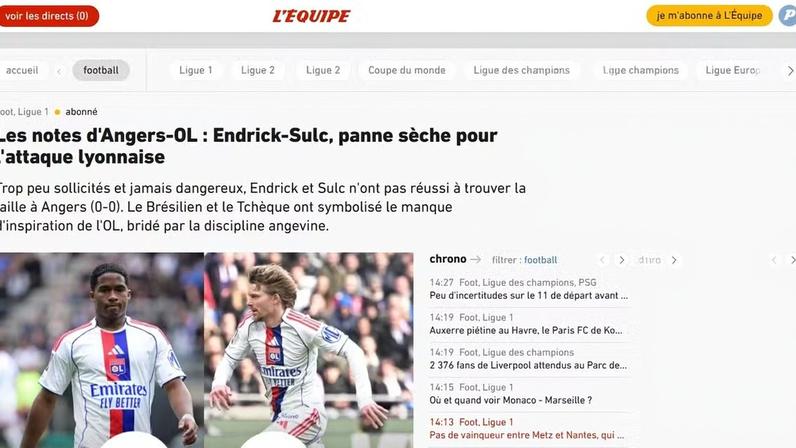 Endrick recebe nota 3 em novo tropeço do Lyon; não representou ameaça