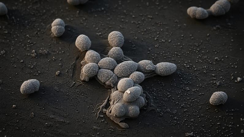 Experiments found that wounds infected with E. faecalis (seen here) had dampened immunity, allowing E. faecalis to persist and enabling co-infecting bacteria like E. coli to thrive. A mouse model allowed researchers to study how lactic‑acid‑driven immune suppression promotes persistent, polymicrobial infections.