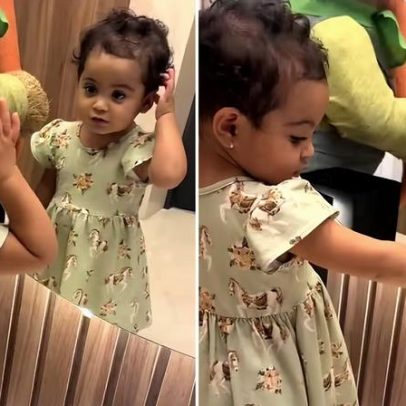 Graciele Lacerda mostra filha se reconhecendo no espelho com Zezé Di Camargo