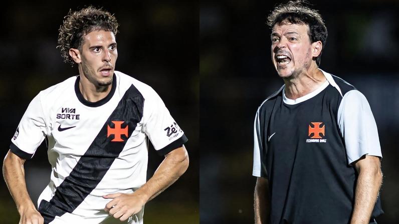 Nuno Moreira e Fernando Diniz durante jogo do Vasco contra o Mirassol