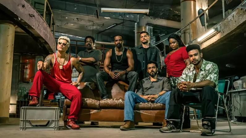 Foto do elenco nas gravações da sétima temporada de Impuros