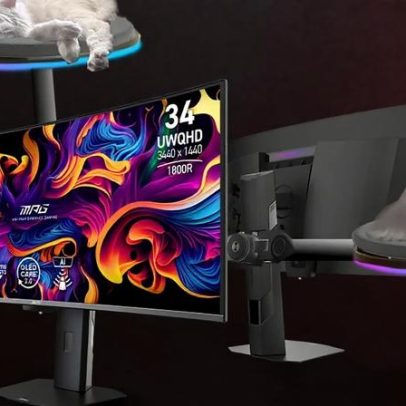 Acessório de gato para monitor marca o April Fools’ 2026