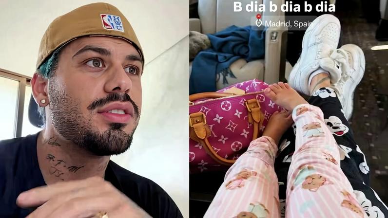 Após Zé Felipe impor ‘limites’ sobre viagens dos filhos, Virginia aparece em avião com filha no colo em Madri