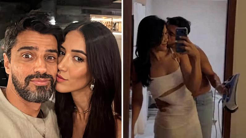 Cowboy, fora do BBB 26, troca carinhos com a esposa em frente ao espelho