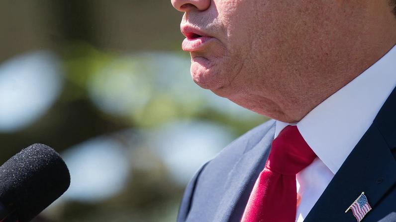 President Donald Trump speaks at the National Day of Prayer ceremony at the White House in Washington on May 3, 2018.