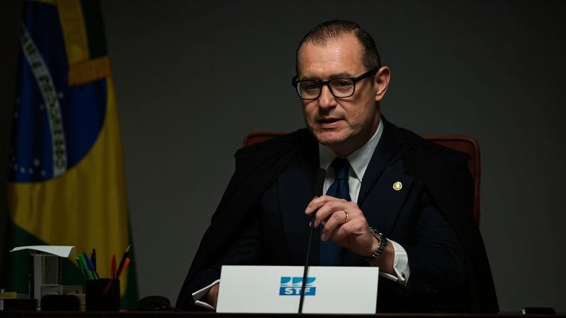 O ministro Cristiano Zanin durante o julgamento dos réus do núcleo 1 da trama golpista. Foto: Evaristo Sa/AFP
