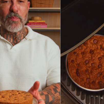Torta cookie na airfryer com manteiga, açúcar e chocolate conquista casa
