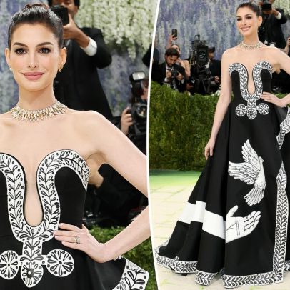 Anne Hathaway faz momento poético no tapete vermelho da Met Gala 2026