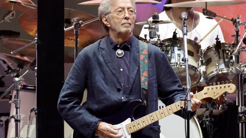 Eric Clapton (pictured here in 2023) was struck by an object during his May 7 concert in Madrid.