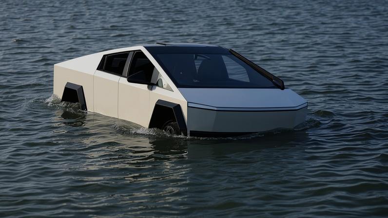 Cybertruck da Tesla é retirada de lago no Texas após tentativa de modo raso