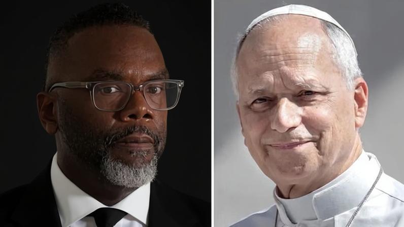 Brandon Johnson, the Chicago mayor, and Pope Leo XIV