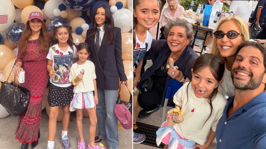 Duda Nagle e namorada vão à festa na escola da filha; Sabrina posa separada