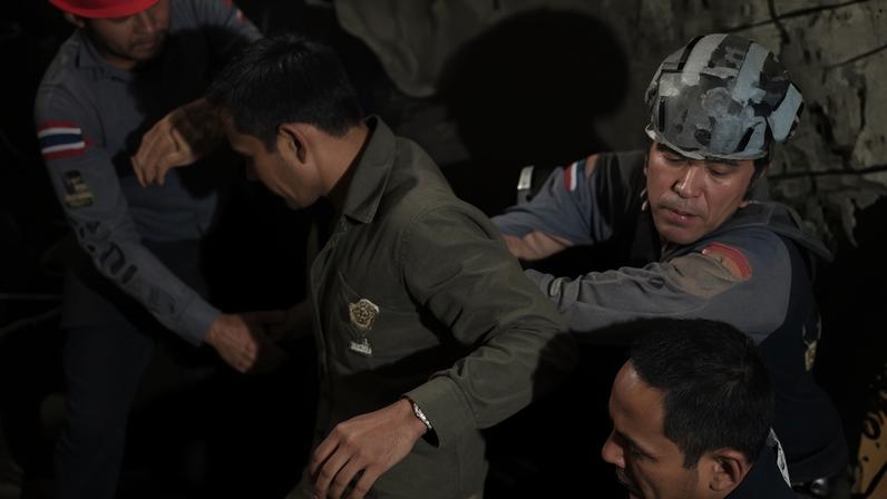 The rescued man with rescuers