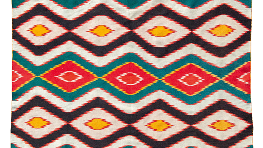 One of the Navajo “eye dazzler” weavings, around 1890, from US artist Frank Stella’s collection, on show at Peter Pap Rugs