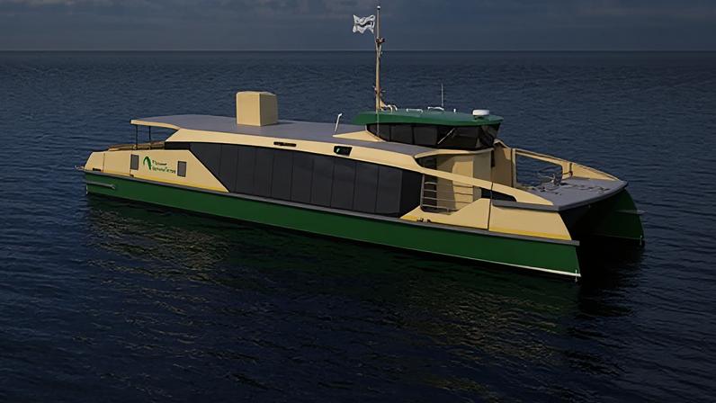 Render of the Australian-built electric ferry. A 12-month trial will inform the transition of Sydney’s current fleet from diesel propulsion.