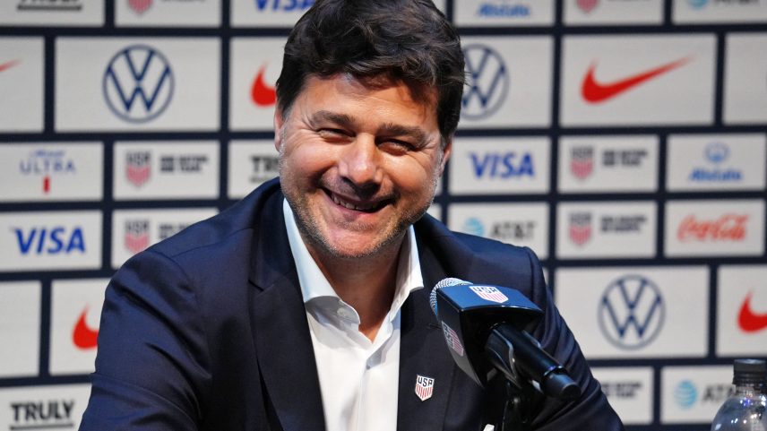 Mauricio Pochettino em primeira entrevista coletiva como técnico da seleção dos Estados Unidos — Foto: Lucas Boland-Imagn Images via Reuters