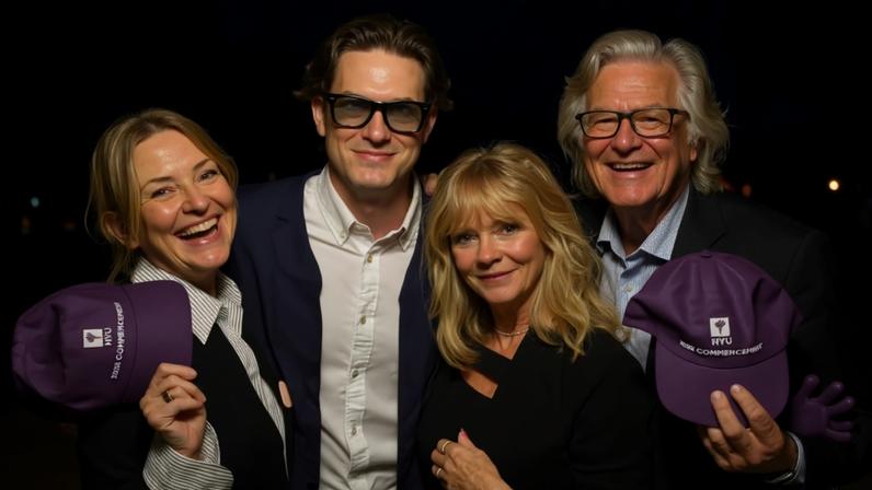 Kate Hudson reúne Goldie Hawn, ex-marido e filhos na formatura do primogênito