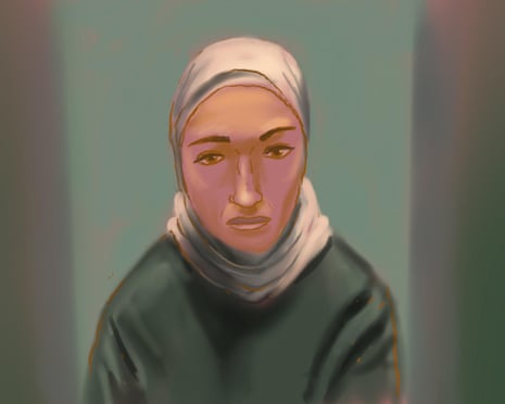 A court sketch of Janai Safar. She is one of four women allegedly linked to IS who returned to Australia with children this week. Two of the women faced court in Melbourne charged with separate offences including slavery.