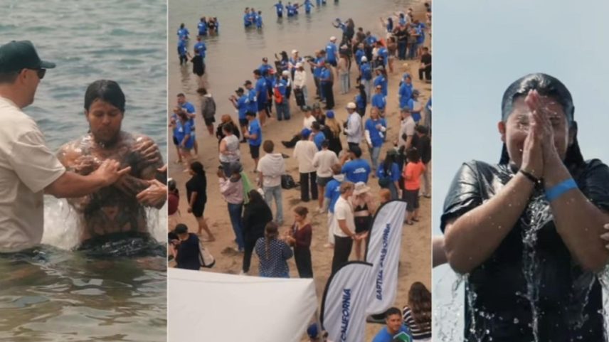 Igrejas se unem e batizam centenas em praia da Califórnia