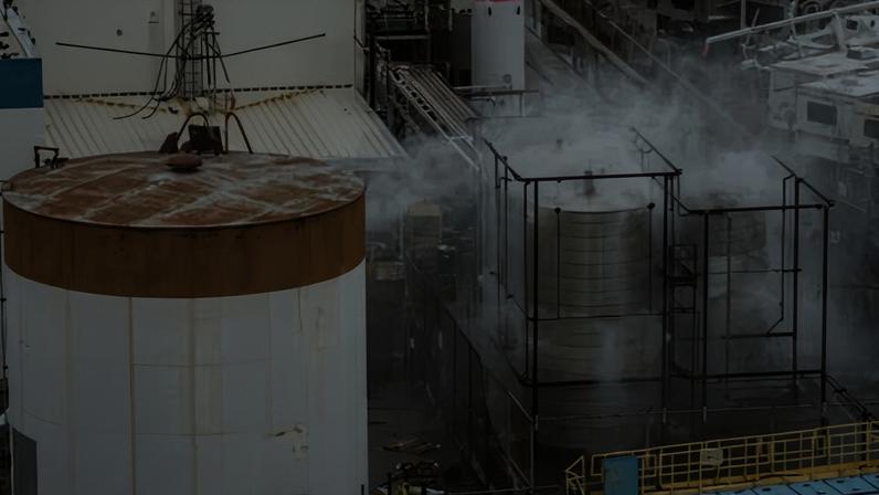 Water is sprayed on a damaged tank at GKN Aerospace in Garden Grove, California, on 24 May 2026 after the tank containing a chemical used to make plastic parts overheated.