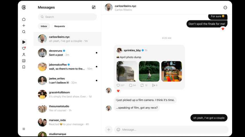 Threads finalmente ganha mensagens diretas na web
