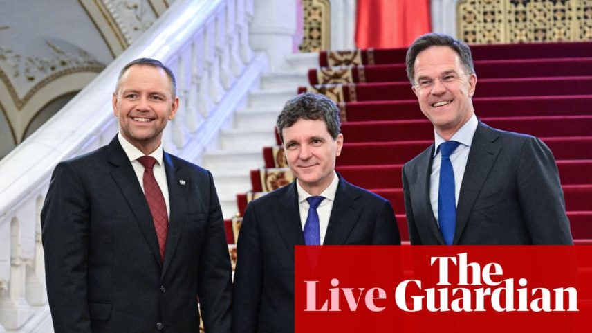 Nato’s Mark Rutte (right), Poland's President Karol Nawrocki (left) and Romania's President Nicusor Dan arrive in Bucharest yesterday.