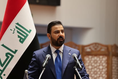 El primer ministro designado de Irak, Ali al Zaidi, durante la sesión para votar la formación de un nuevo Gobierno en la sede del Parlamento en Bagdad este jueves.