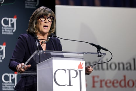 Christiane Amanpour speaks onstage during the CPJ International Press Freedom Awards at the Glasshouse on 20 November 2025 in New York City.