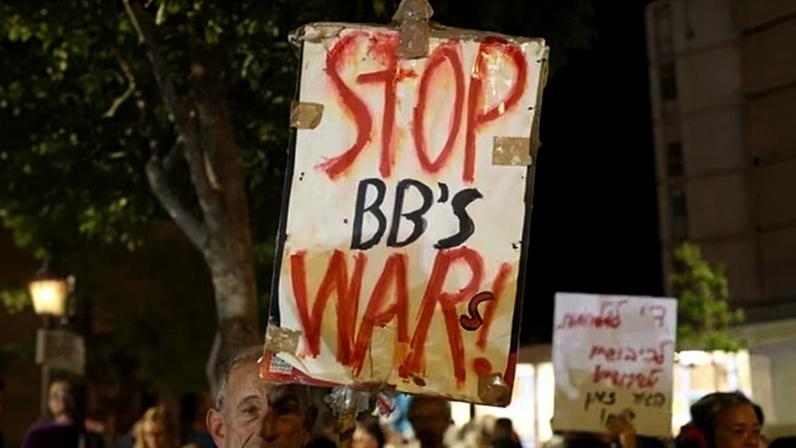 An Israeli protest against Benjamin Netanyahu’s government in Jerusalem on Saturday.