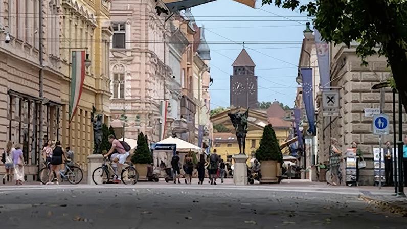 Casco histórico de la ciudad húngara de Szeged en 2024.