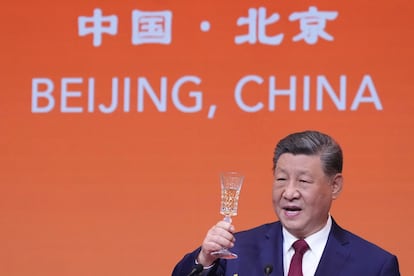 El presidente de China, Xi Jinping, durante la cena de Estado ofrecida a Trump este jueves en Pekín.