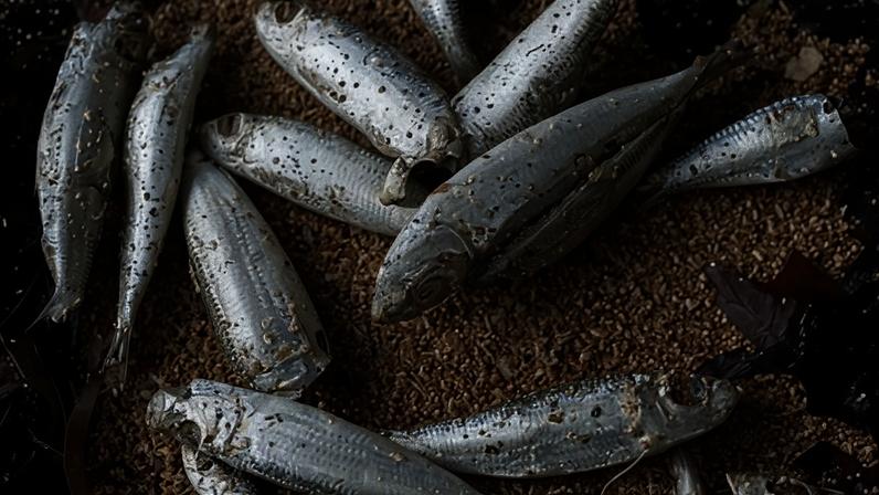 Dead fish on the shore in Kafkaf village on the Papua New Guinea island of New Ireland in March.