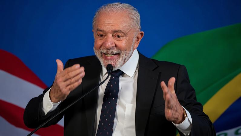 O presidente Lula (PT), durante coletiva de imprensa nos Estados Unidos. Foto: Andrew Harnik/Getty Images/AFP