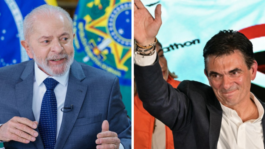 Lula e o presidente da Bolívia, Rodrigo Paz. Fotos: Ricardo Stuckert/Presidência da República e Martin Bernetti/AFP