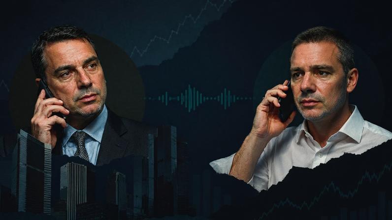 Faria Lima, reduto do mercado financeiro, precifica risco eleitoral após audio entre Flávio e Vorcaro. (Foto: ILustração Gazeta do Povo - com DALL-e)