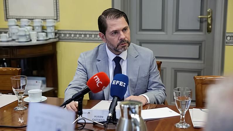 El senador demócrata por Arizona, Rubén Gallego, este viernes en la sede del Real Instituto Elcano en Madrid.