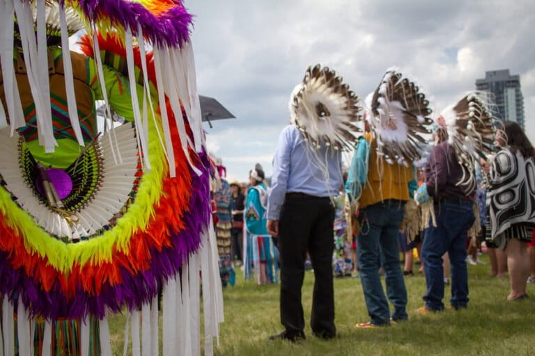 First Nations elders watch the Canada Day festivities in Calgary, Alberta