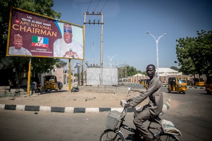 Anuncio electoral en Maiduguri, en el estado nigeriano de Borno, en 2021.