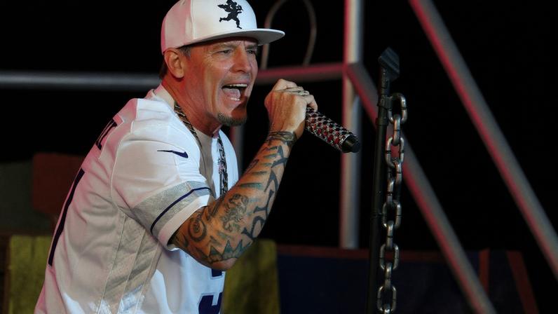 Vanilla Ice performs during halftime at the Chicago Bears and Minnesota Vikings game on Dec. 16, 2024.