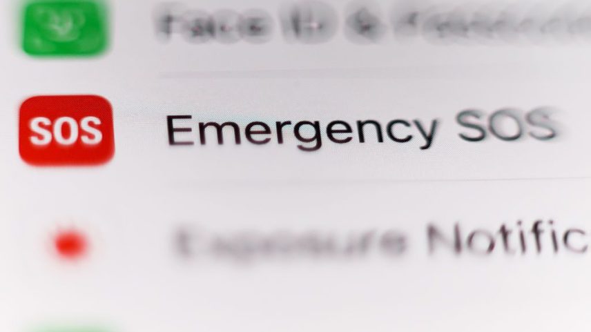 Emergency SOS icon displayed on a phone screen is seen in this illustration photo taken in Krakow, Poland on September 14, 2025. (Photo by Jakub Porzycki/NurPhoto via Getty Images)