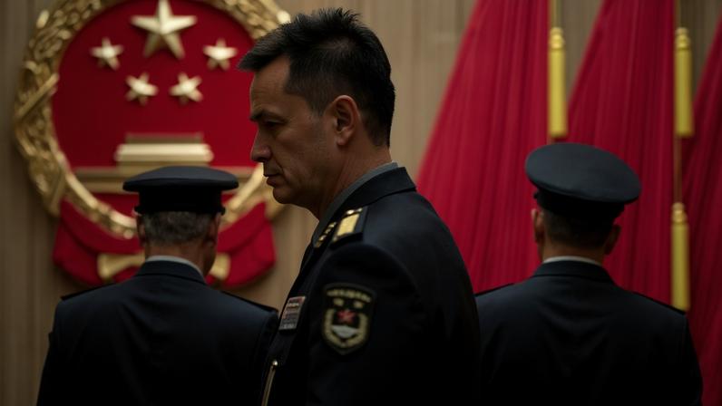 Members of the Chinese military arrive at the National People’s Congress in Beijing on March 12.