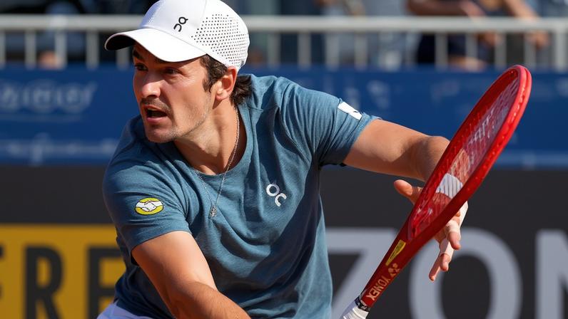 João Fonseca na derrota para Ben Shelton no ATP 500 de Munique (Divulgação)