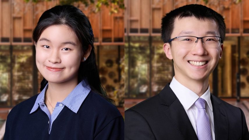 MIT 2026 Knight-Hennessy Scholars Sunshine Jiang ’25 (left) and Rupert Li ’24