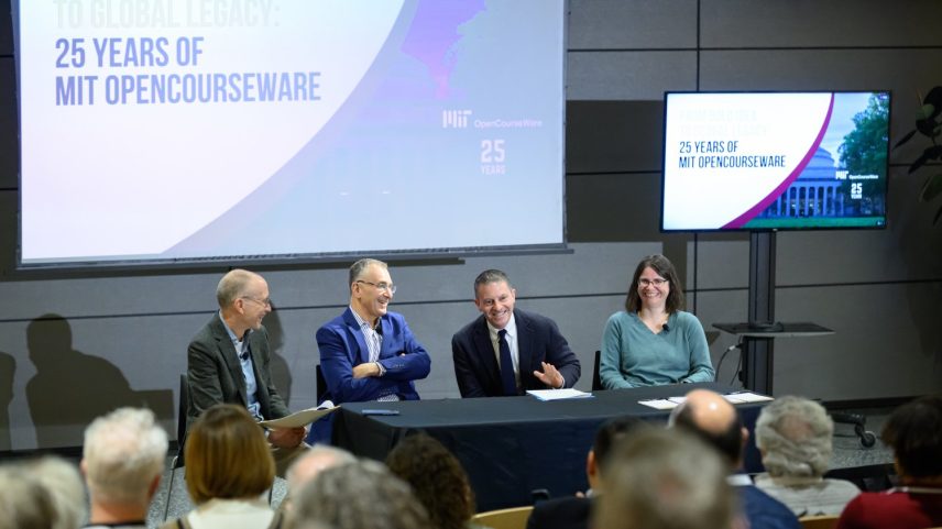 Nearly 200 people gathered on campus for MIT OpenCourseWare’s 25th Anniversary Symposium to hear from MIT leadership, faculty, and staff, OpenCourseWare learners and educators, and early and new funders of the program.