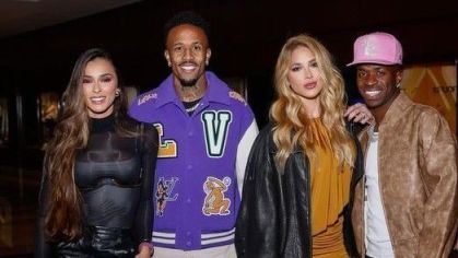 Militão junto do casal Vinicius Jr e Virginia