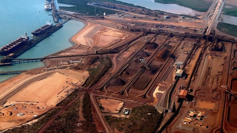 Porto de minério de ferro Port Hedland, na região de Pilbara, Austrália