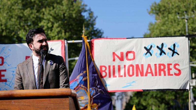 New York City Mayor Zohran Mamdani speaks at a rally in Washington Square Park in New York City on May 1.