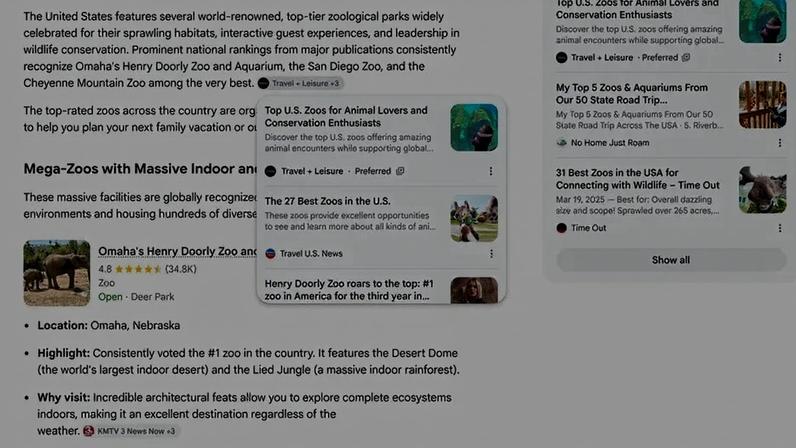 Fontes preferidas do Google passam a ser destacadas em pesquisas com IA