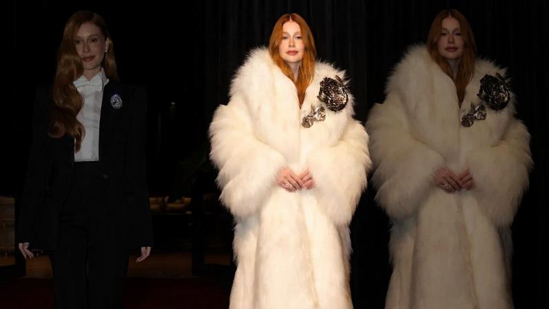 Marina Ruy Barbosa lança filme em Campos do Jordão com looks de smoking a slip dress