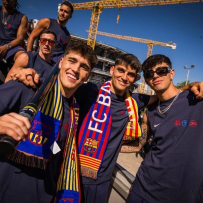 Barcelona celebra título da La Liga 2025/26 com torcida